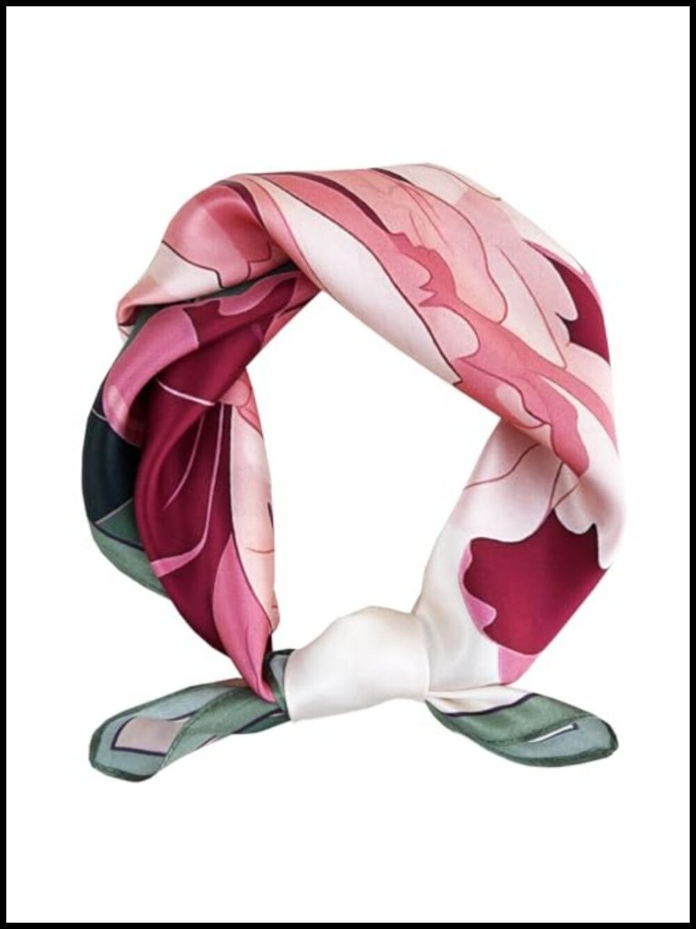 100% Mulberry Silk Floral Scarf Hair Neck Bandana 21x21